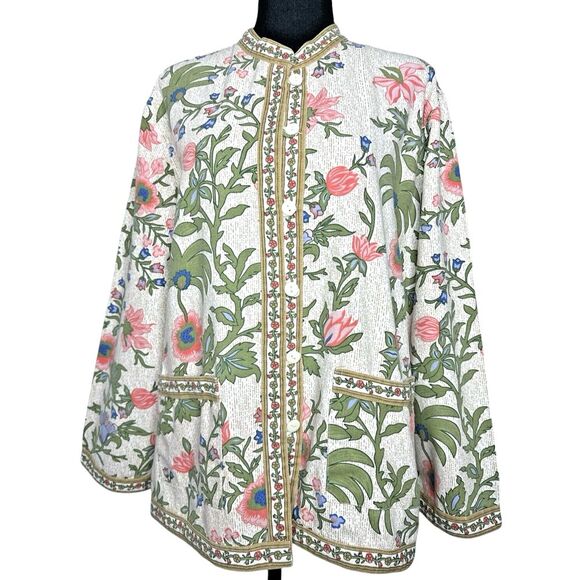 Tudor‎ Court by Haband Women's 100% Cotton Floral Jacket, Size XL - Picture 6 of 16